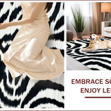 Ultra Soft Area Rug, Non Slip, Stain Resistant, Washable Area Rugs for Living Room, Bedroom, Black and White Zebra Entryway Non-Slip Runner(Black)