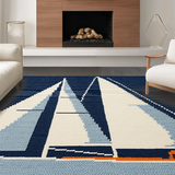 Ultra Soft Area Rug, Non Slip, Stain Resistant, Washable Area Rugs for Living Room, Bedroom, Rustic Ocean-Inspired Pattern(Blue)