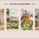 Ultra Soft Area Rug, Non Slip, Stain Resistant, Washable Area Rugs for Living Room, Bedroom, Tribal Distressed Grey Yellow Living Room Rug(Yellow)