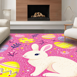 Ultra Soft Area Rug, Non Slip, Stain Resistant, Washable Area Rugs for Living Room, Bedroom, Enchanting Egg-Centric Design(Pink)
