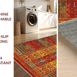 Ultra Soft Area Rug, Non Slip, Stain Resistant, Washable Area Rugs for Living Room, Bedroom, Rustic Multicolored Braided Texture(Red)
