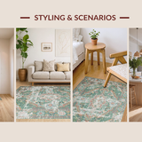 Distressed Cream and Green Tiled(Green)