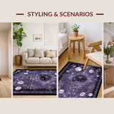 Ultra Soft Area Rug, Non Slip, Stain Resistant, Washable Area Rugs for Living Room, Bedroom, Haunted Manor Carpet Collection - Eerie Occult Rug Set - Dark Magic Decor(Purple)