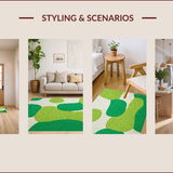 Ultra Soft Area Rug, Non Slip, Stain Resistant, Washable Area Rugs for Living Room, Bedroom, Kids Cat Print Irregular(Green)