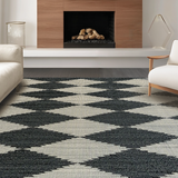 Ultra Soft Area Rug, Non Slip, Stain Resistant, Washable Area Rugs for Living Room, Bedroom, Sleek Minimalist Tiled Motif(Gray)