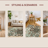 Ultra Soft Area Rug, Non Slip, Stain Resistant, Washable Area Rugs for Living Room, Bedroom, Boho Floral Patchwork Living Room Non Slip Rug(Brown)