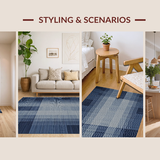 Ultra Soft Area Rug, Non Slip, Stain Resistant, Washable Area Rugs for Living Room, Bedroom, Sophisticated Navy Blue Tiling(Blue)