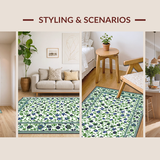 Ultra Soft Area Rug, Non Slip, Stain Resistant, Washable Area Rugs for Living Room, Bedroom, Sophisticated Abstract Green Hues(White)