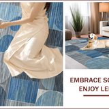 Ultra Soft Area Rug, Non Slip, Stain Resistant, Washable Area Rugs for Living Room, Bedroom, Sophisticated Geometric Earthy Palette(Blue)