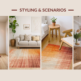 Ultra Soft Area Rug, Non Slip, Stain Resistant, Washable Area Rugs for Living Room, Bedroom, Ombre Gradient Rug with Rustic Vintage Look and Delicate Linear Texture(Brown)
