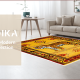 Ultra Soft Area Rug, Non Slip, Stain Resistant, Washable Area Rugs for Living Room, Bedroom, Ethnic Leopard Print Bedroom Meditation Area Carpet(Yellow)