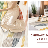 Ultra Soft Area Rug, Non Slip, Stain Resistant, Washable Area Rugs for Living Room, Bedroom, Elegant Soft Pastel Waves(Yellow)