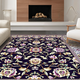 Ultra Soft Area Rug, Non Slip, Stain Resistant, Washable Area Rugs for Living Room, Bedroom, Vibrant Floral Accents on Beige(Purple)