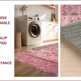 Ultra Soft Area Rug, Non Slip, Stain Resistant, Washable Area Rugs for Living Room, Bedroom, Artistic Earthy Toned Floral Design(Pink)