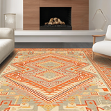 Ultra Soft Area Rug, Non Slip, Stain Resistant, Washable Area Rugs for Living Room, Bedroom, Chic Monochrome Diamond Pattern(Orange)