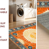 Ultra Soft Area Rug, Non Slip, Stain Resistant, Washable Area Rugs for Living Room, Bedroom, Rustic Soft Pastel Circular Design(Orange)