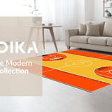 Ultra Soft Area Rug, Non Slip, Stain Resistant, Washable Area Rugs for Living Room, Bedroom, Dynamic Basketball Court Aesthetic(Orange)
