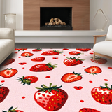 Ultra Soft Area Rug, Non Slip, Stain Resistant, Washable Area Rugs for Living Room, Bedroom, Sunny Vintage Fruit Arrangement(Pink)