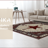 Ultra Soft Area Rug, Non Slip, Stain Resistant, Washable Area Rugs for Living Room, Bedroom, Vintage Rustic Geometric Charm(Beige)