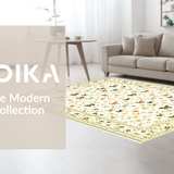 Ultra Soft Area Rug, Non Slip, Stain Resistant, Washable Area Rugs for Living Room, Bedroom, Lush Green Textured Floral Design(White)