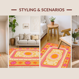 Ultra Soft Area Rug, Non Slip, Stain Resistant, Washable Area Rugs for Living Room, Bedroom, Enchanting Colorful Dreamscape Theme(Orange)