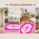 Ultra Soft Area Rug, Non Slip, Stain Resistant, Washable Area Rugs for Living Room, Bedroom, Lively Soft Pink Whirl Patterns(Pink)