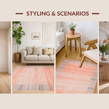 Ultra Soft Area Rug, Non Slip, Stain Resistant, Washable Area Rugs for Living Room, Bedroom, Elegant Soft Pink Diamond Motif(Orange)