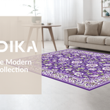 Ultra Soft Area Rug, Non Slip, Stain Resistant, Washable Area Rugs for Living Room, Bedroom, Whimsical Greenery and Petals(Purple)