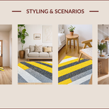 Ultra Soft Area Rug, Non Slip, Stain Resistant, Washable Area Rugs for Living Room, Bedroom, Modern Striped Yellow Grey Bathroom Quick Dry Rug(Yellow)