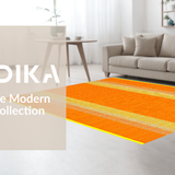 Ultra Soft Area Rug, Non Slip, Stain Resistant, Washable Area Rugs for Living Room, Bedroom, Artistic Plush Geometric Motif(Orange)