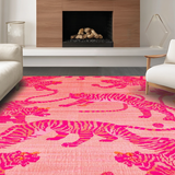 Ultra Soft Area Rug, Non Slip, Stain Resistant, Washable Area Rugs for Living Room, Bedroom, Elegant Modern Wildlife Theme(Pink)