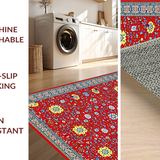 Ultra Soft Area Rug, Non Slip, Stain Resistant, Washable Area Rugs for Living Room, Bedroom, Elegant Rustic Tiled Elements(Red)