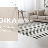 Ultra Soft Area Rug, Non Slip, Stain Resistant, Washable Area Rugs for Living Room, Bedroom, Black and White Striped Rug, Absorbent Non Slip Backing, Geometric Flair(Gray)