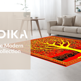 Ultra Soft Area Rug, Non Slip, Stain Resistant, Washable Area Rugs for Living Room, Bedroom, Striking Eclectic Nature Theme(Red)