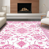 Ultra Soft Area Rug, Non Slip, Stain Resistant, Washable Area Rugs for Living Room, Bedroom, Whimsical Faded Floral Composition(White)