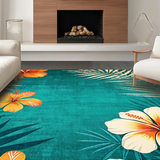 Ultra Soft Area Rug, Non Slip, Stain Resistant, Washable Area Rugs for Living Room, Bedroom, Rustic Floral Teal Delight(Blue)