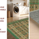 Ultra Soft Area Rug, Non Slip, Stain Resistant, Washable Area Rugs for Living Room, Bedroom, Rustic Tiled Symmetrical Design(Brown)