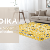 Ultra Soft Area Rug, Non Slip, Stain Resistant, Washable Area Rugs for Living Room, Bedroom, Vintage Floral Tile Elegance(Yellow)