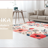 Ultra Soft Area Rug, Non Slip, Stain Resistant, Washable Area Rugs for Living Room, Bedroom, Neutral Floral Playroom Soft Faux Wool Area Carpet(Ivory)