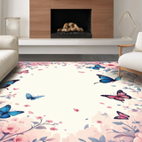 Ultra Soft Area Rug, Non Slip, Stain Resistant, Washable Area Rugs for Living Room, Bedroom, Bright Botanical Playful Design(Pink)