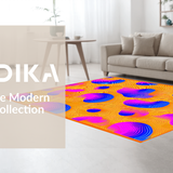 Ultra Soft Area Rug, Non Slip, Stain Resistant, Washable Area Rugs for Living Room, Bedroom, Bright Multicolor Fluid Design(Orange)