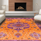 Ultra Soft Area Rug, Non Slip, Stain Resistant, Washable Area Rugs for Living Room, Bedroom, Artful Abstract Patterned Delight(Orange)