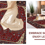 Ultra Soft Area Rug, Non Slip, Stain Resistant, Washable Area Rugs for Living Room, Bedroom, Luxurious Deep Red Tiled Pattern(Red)