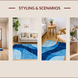 Ultra Soft Area Rug, Non Slip, Stain Resistant, Washable Area Rugs for Living Room, Bedroom, Calming Dark Blue Textured Elegance(Blue)