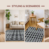Ultra Soft Area Rug, Non Slip, Stain Resistant, Washable Area Rugs for Living Room, Bedroom, Striking Colorful Geometric Artwork(Black)
