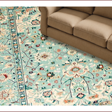Ultra Soft Area Rug, Non Slip, Stain Resistant, Washable Area Rugs for Living Room, Bedroom, Elegant Pastel Floral Motif(Blue)