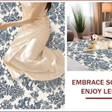Ultra Soft Area Rug, Non Slip, Stain Resistant, Washable Area Rugs for Living Room, Bedroom, Natural Gray Damask Runner for Farmhouse Entryway(Blue)
