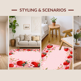 Ultra Soft Area Rug, Non Slip, Stain Resistant, Washable Area Rugs for Living Room, Bedroom, Adorable Bright Floral Arrangement(Pink)