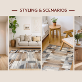 Ultra Soft Area Rug, Non Slip, Stain Resistant, Washable Area Rugs for Living Room, Bedroom, Sophisticated Soft Textured Waves(Brown)