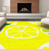 Ultra Soft Area Rug, Non Slip, Stain Resistant, Washable Area Rugs for Living Room, Bedroom, Fresh Lemon Motif Bath Accessory(Yellow)